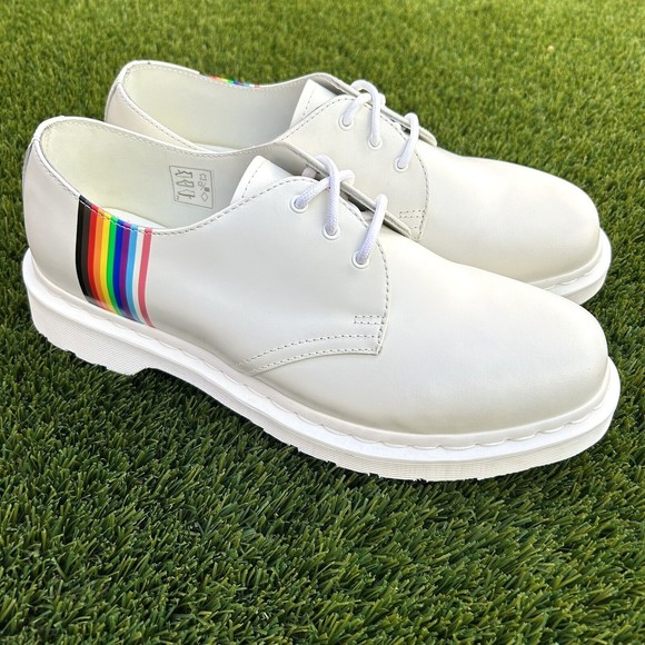 NEW Dr Martens 27522 Pride Oxford Shoes White Smooth Leather Men 10/Women 11 main image 8